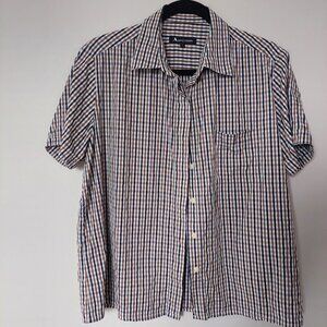 Aquascutum Vintage  Checkered Short Sleeve Shirt, Size L